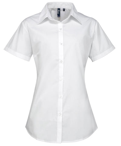 Womens supreme poplin short sleeve shirt | white
