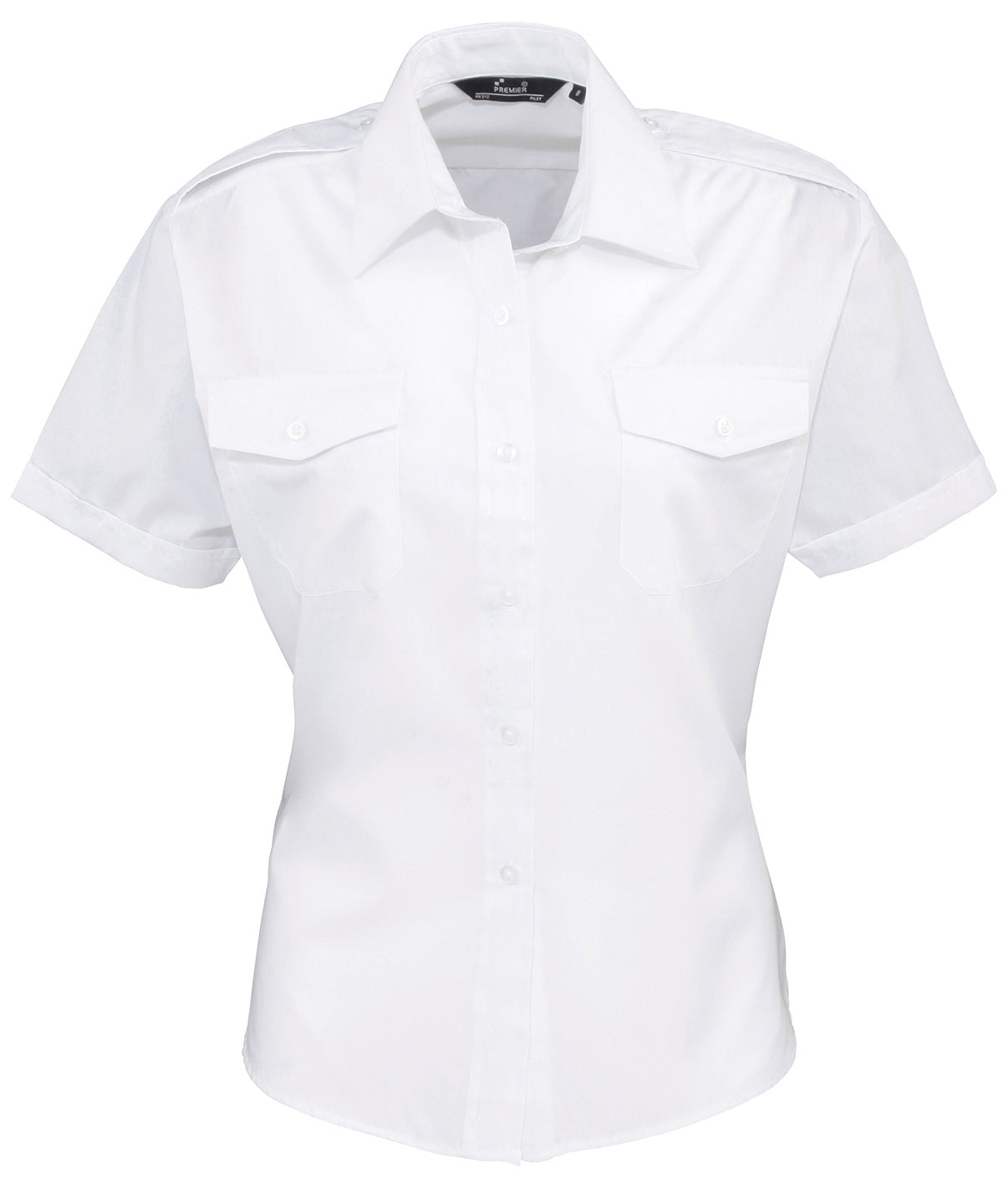 Womens short sleeve pilot blouse | white