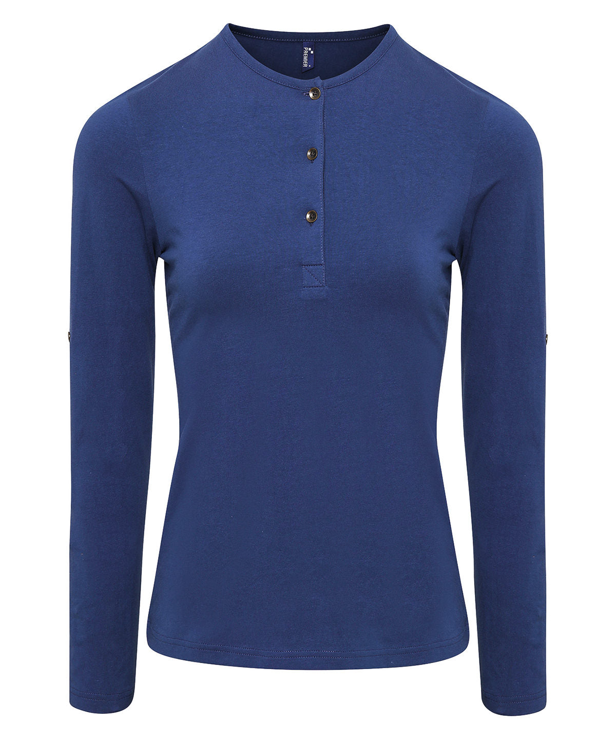 Womens Long John roll-sleeve tee | indigo