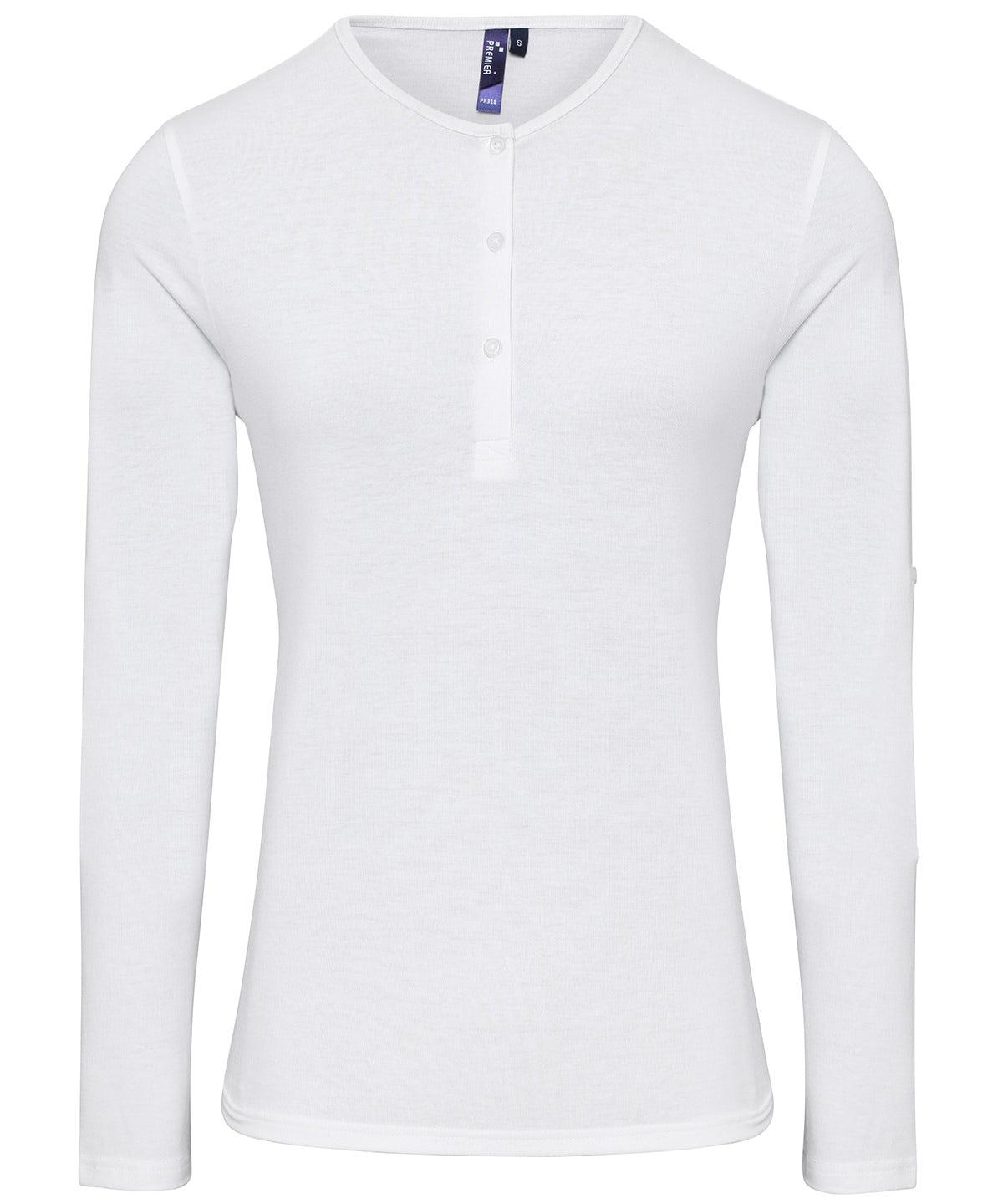 Womens Long John roll-sleeve tee | white