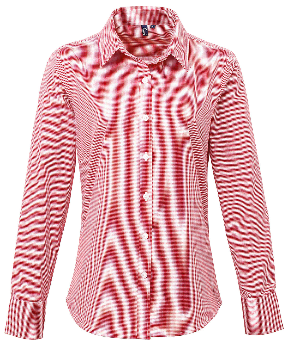 Womens Microcheck (Gingham) long sleeve cotton shirt | red/white