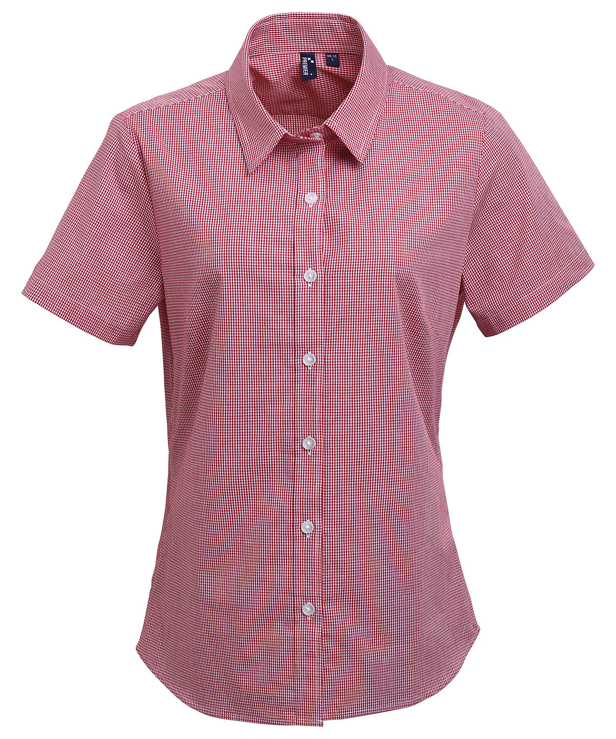 Womens Microcheck (Gingham) short sleeve cotton shirt | red/white