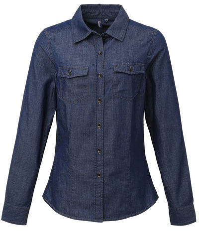 Womens jeans stitch denim shirt | indigo denim