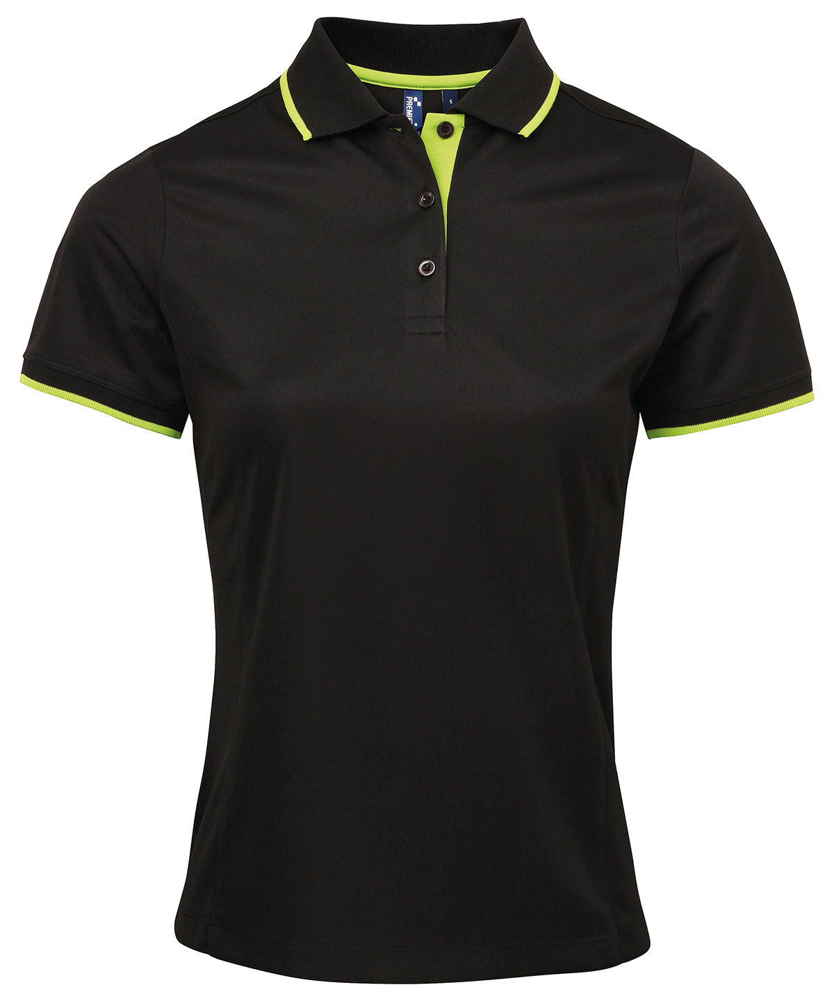 Womens contrast Coolchecker® polo | black/lime