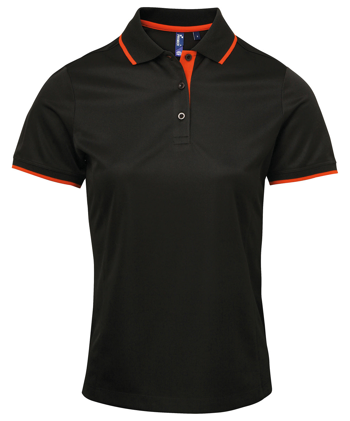 Womens contrast Coolchecker® polo | black/orange