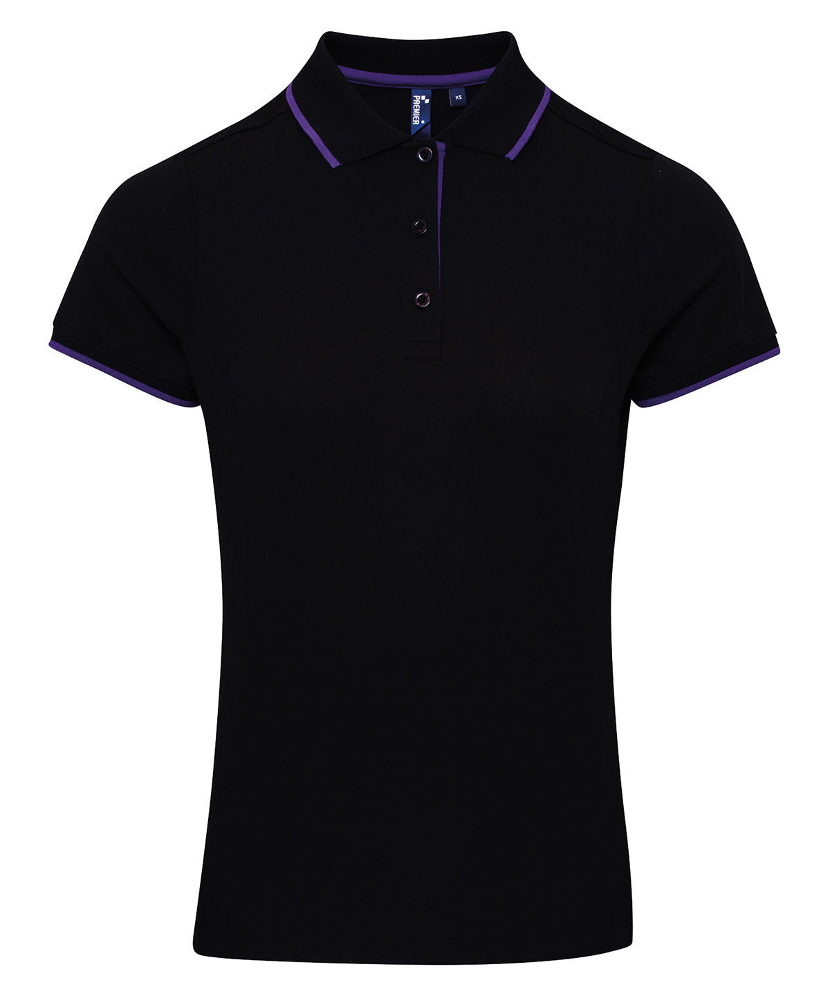 Womens contrast Coolchecker® polo | black/purple
