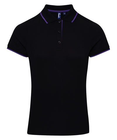 Womens contrast Coolchecker® polo | black/purple