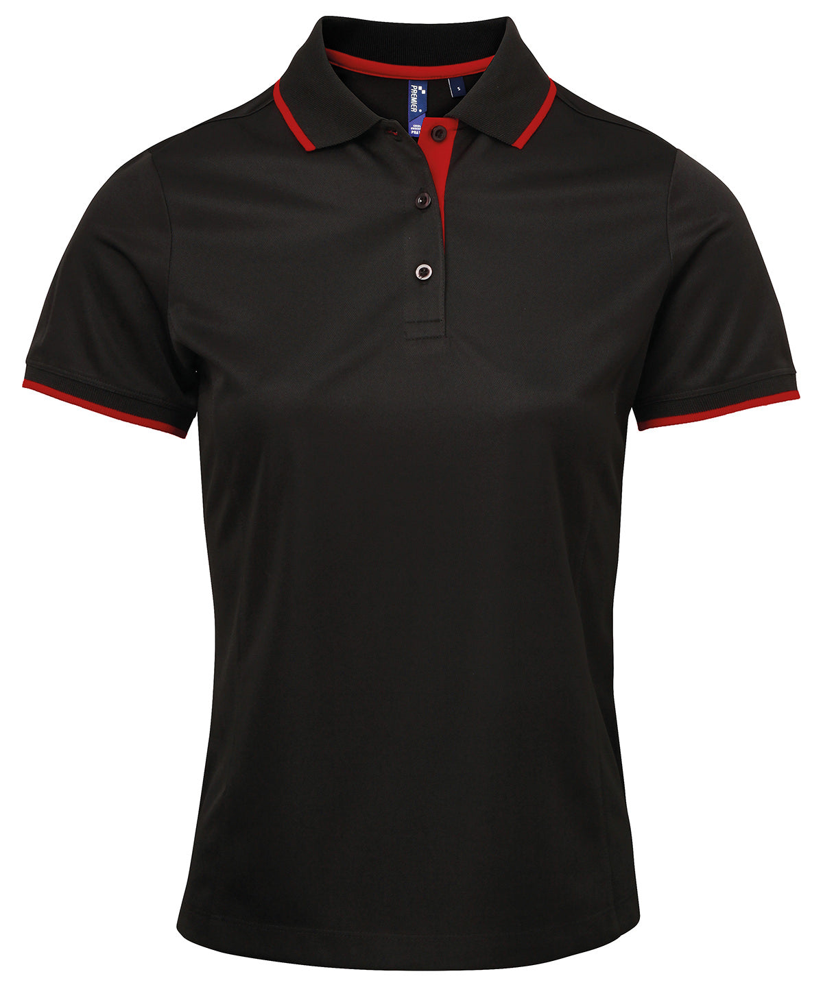 Womens contrast Coolchecker® polo | black/red