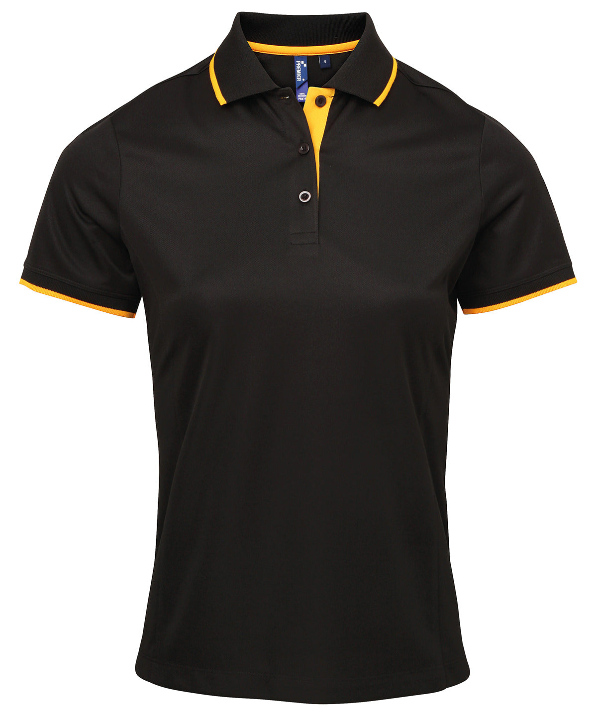 Womens contrast Coolchecker® polo | black/sunflower