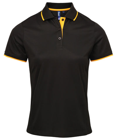 Womens contrast Coolchecker® polo | black/sunflower