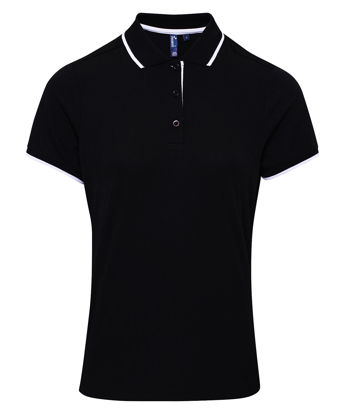 Womens contrast Coolchecker® polo | Black/White