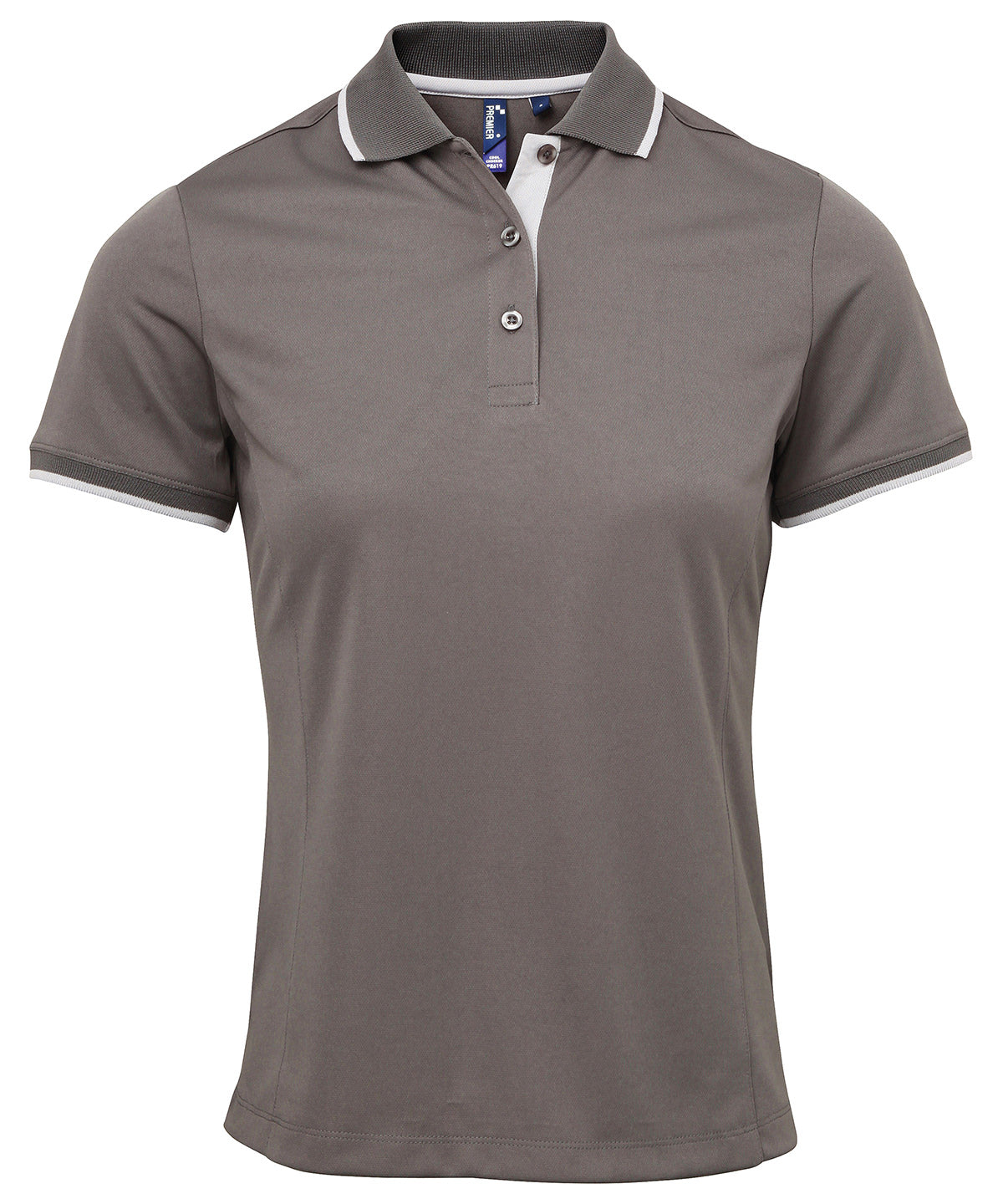 Womens contrast Coolchecker® polo | dark grey/silver