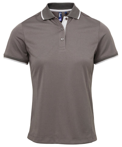 Womens contrast Coolchecker® polo | dark grey/silver