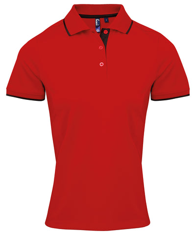 Womens contrast Coolchecker® polo | red/black