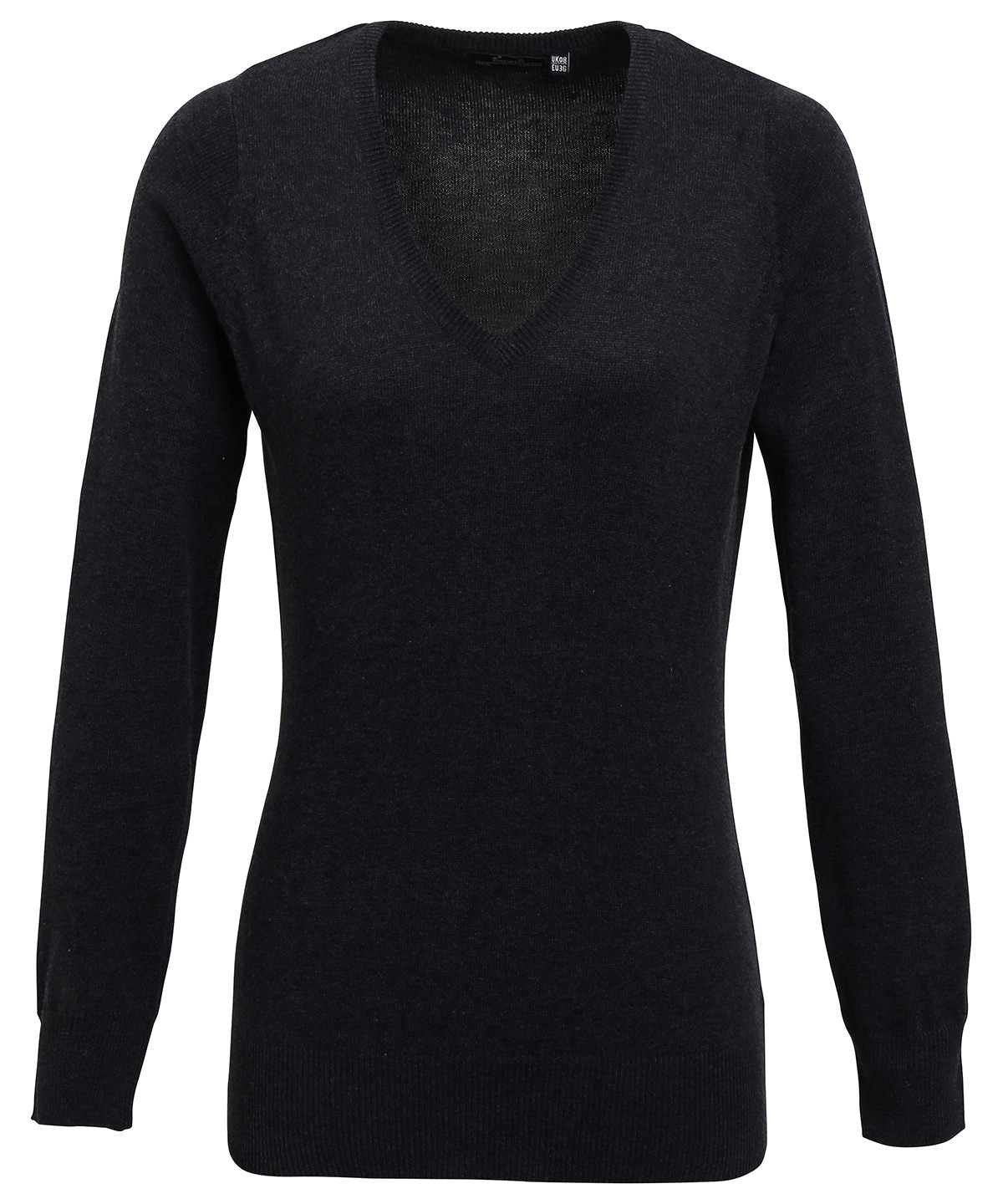 Womens v-neck knitted sweater | charcoal
