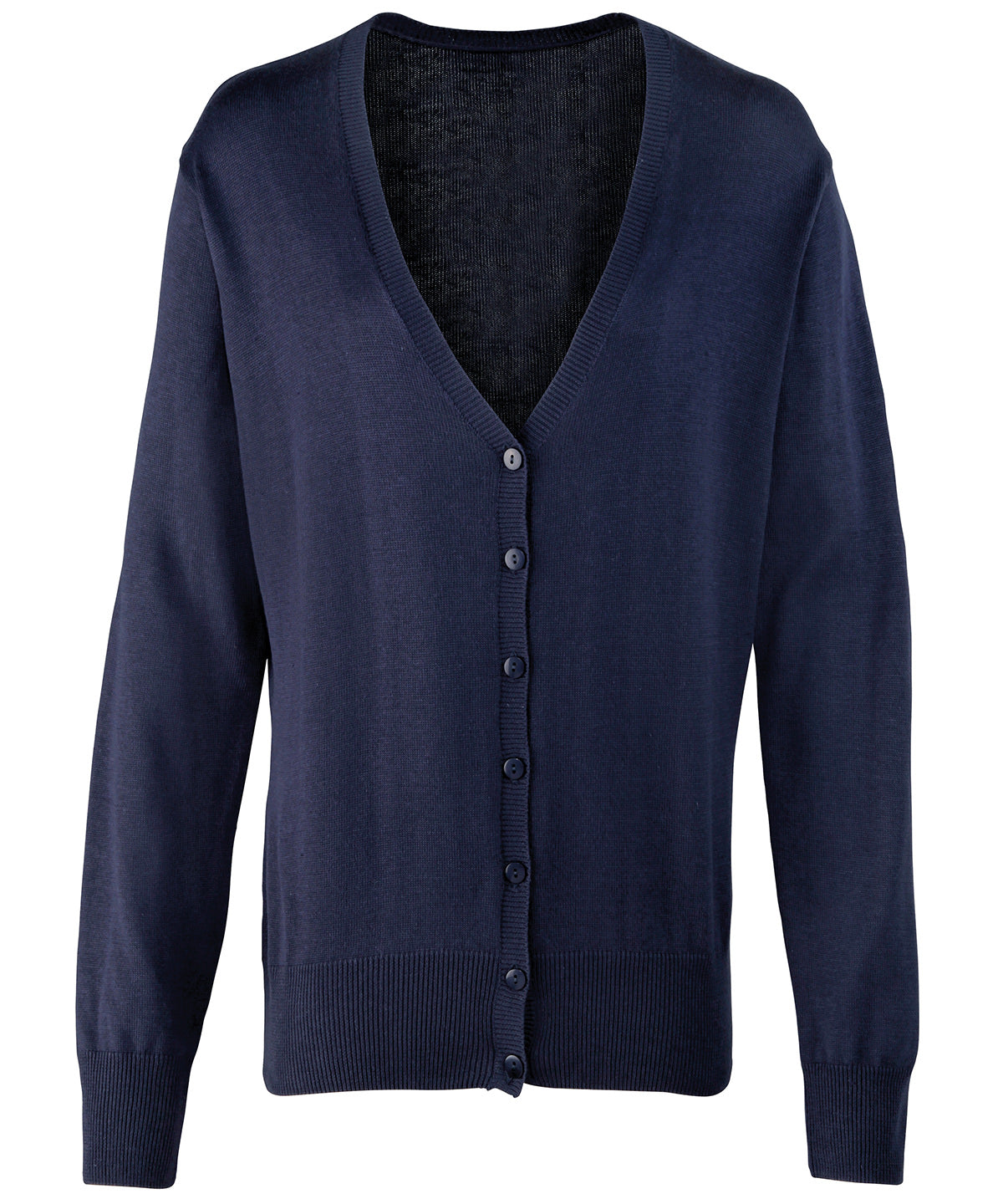 Womens button-through knitted cardigan | navy