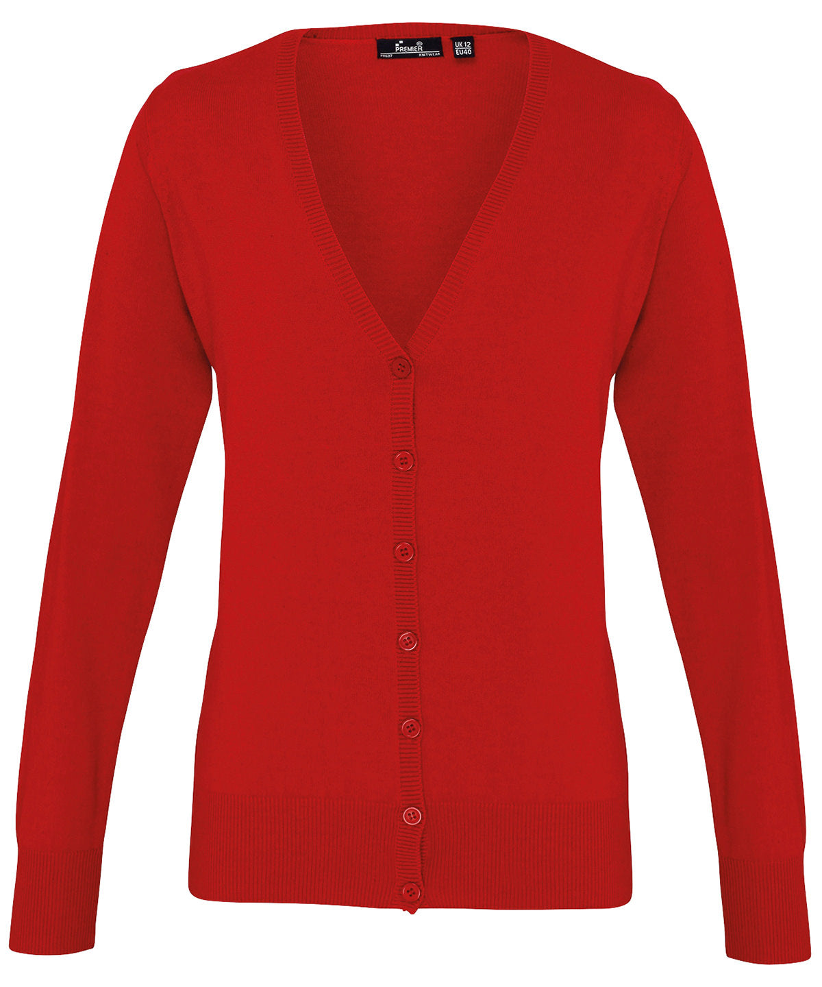 Womens button-through knitted cardigan | red