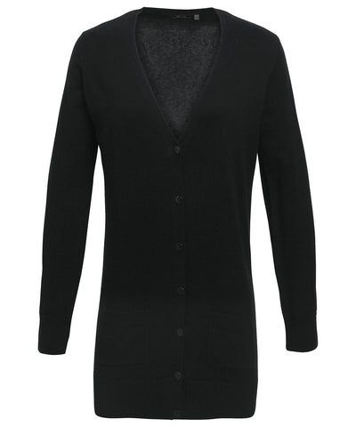 Womens longline knitted cardigan | black