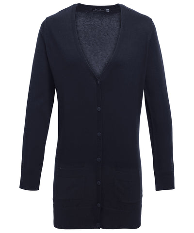 Womens longline knitted cardigan | navy