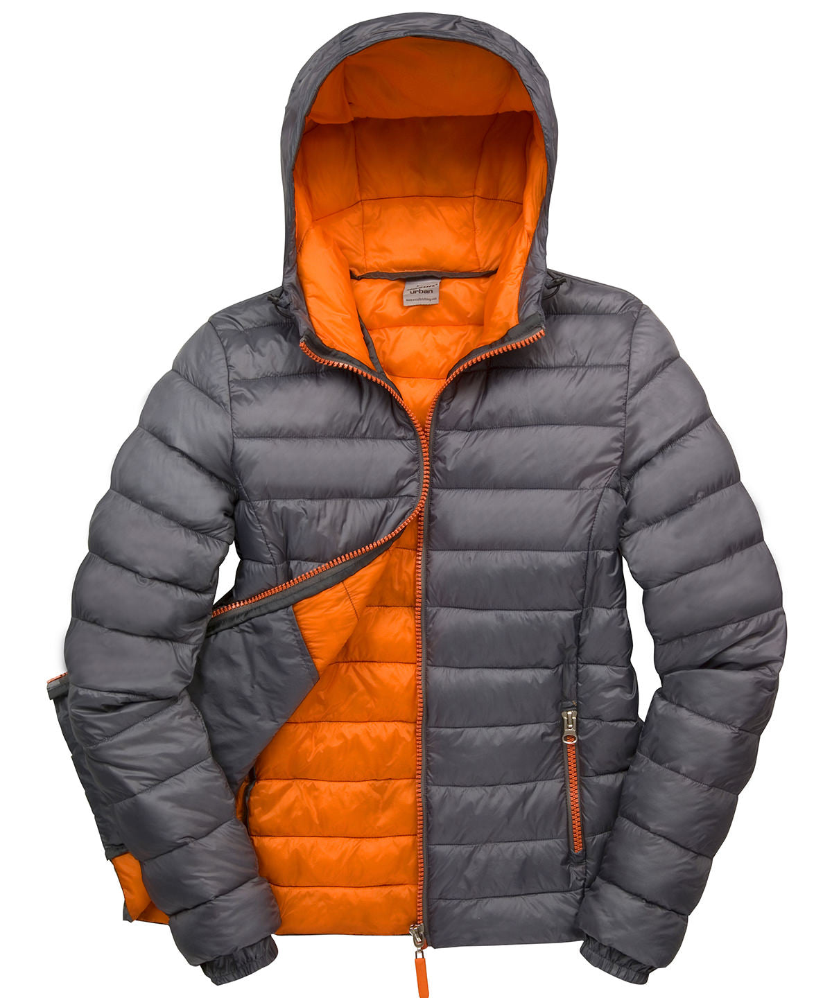 Womens Urban snow bird hooded jacket | grey/orange