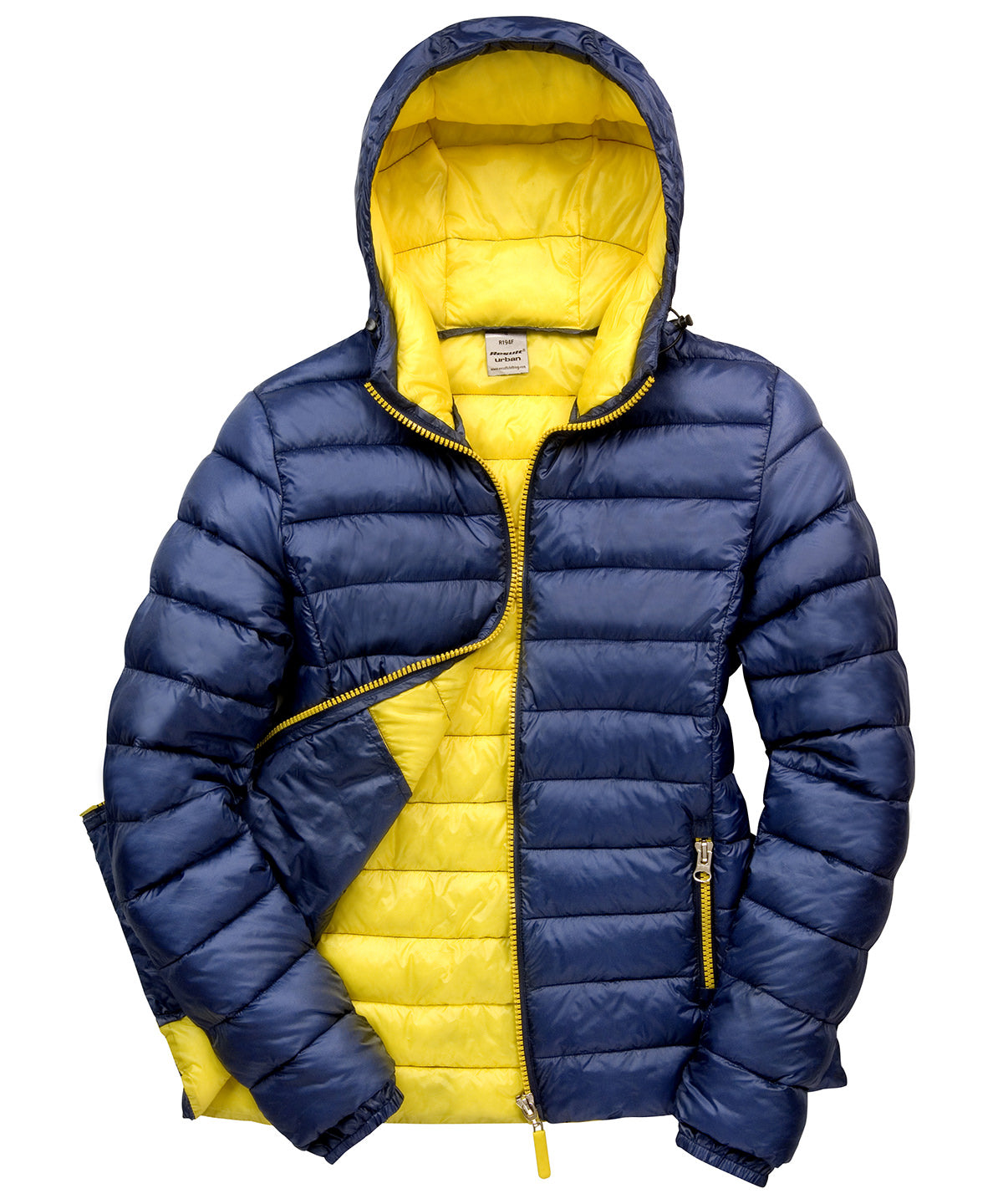 Womens Urban snow bird hooded jacket | navy/yellow
