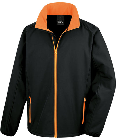 Core printable softshell jacket | black/orange