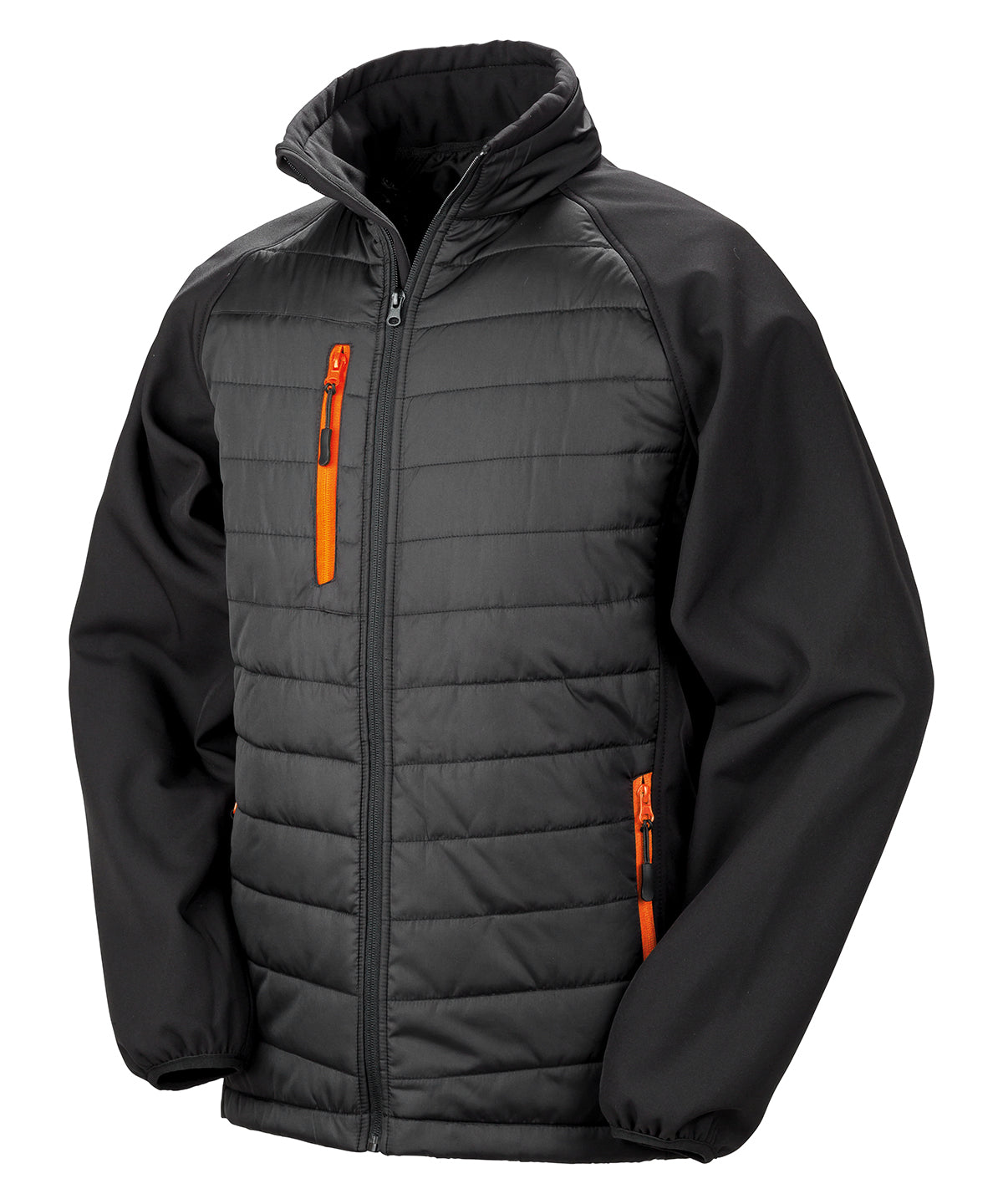 Compass padded softshell jacket | black/orange