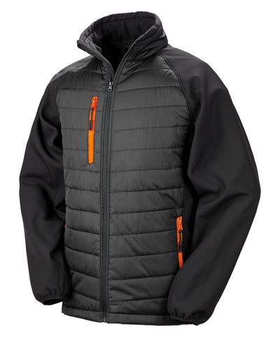 Compass padded softshell jacket | black/orange