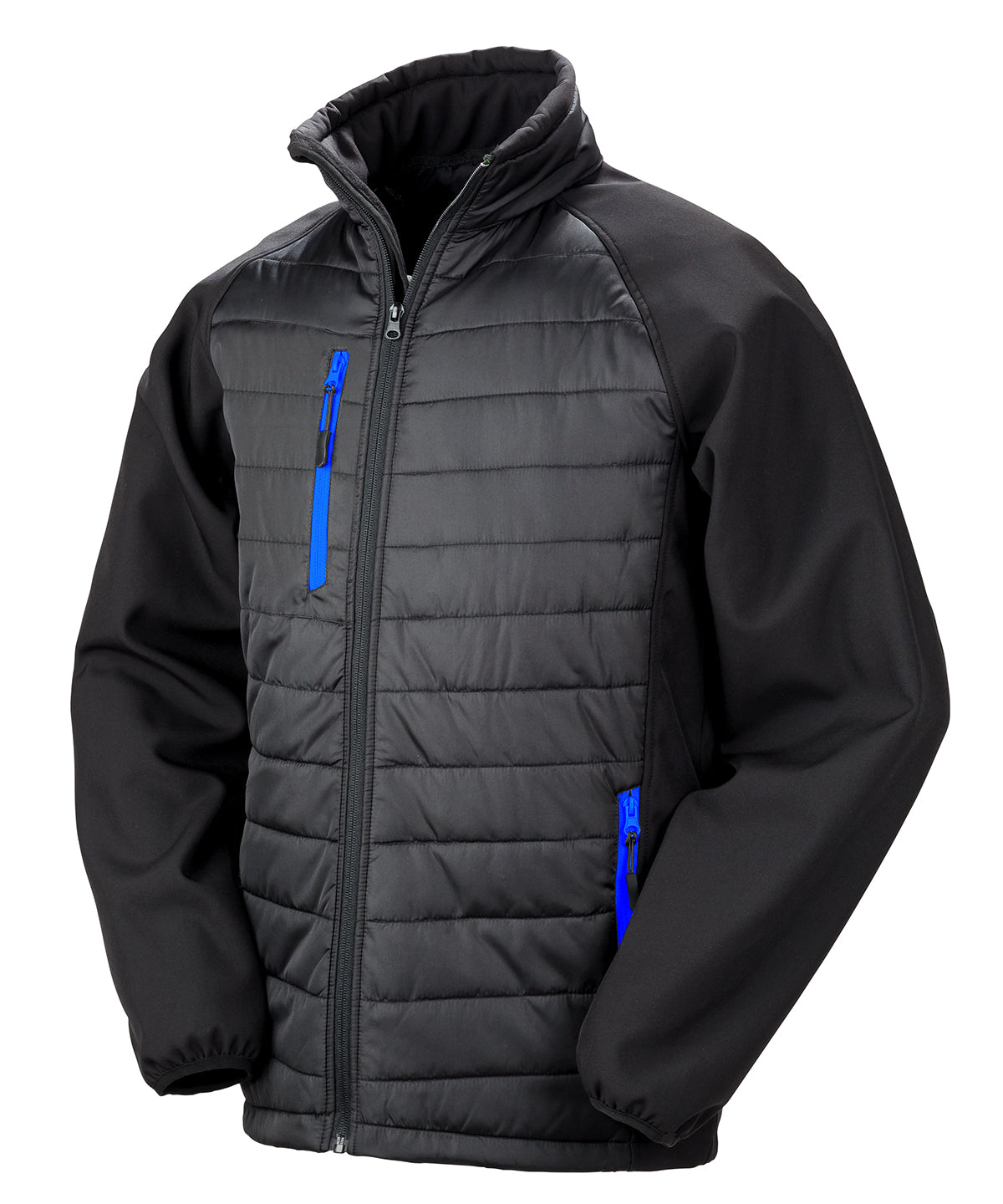 Compass padded softshell jacket | black/royal