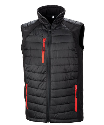 compass padded softshell gilet | black/red