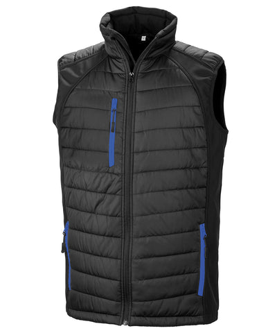 compass padded softshell gilet | black/royal
