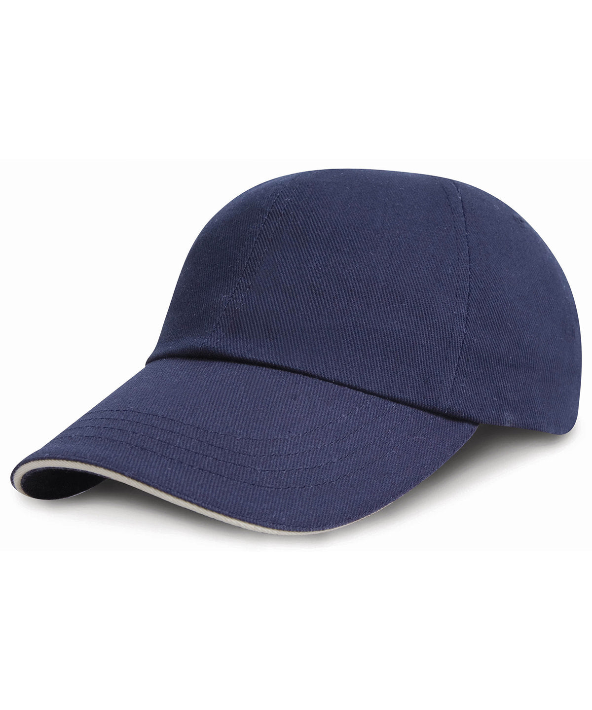 Junior low-profile heavy brushed cotton cap with sandwich peak | navy/white