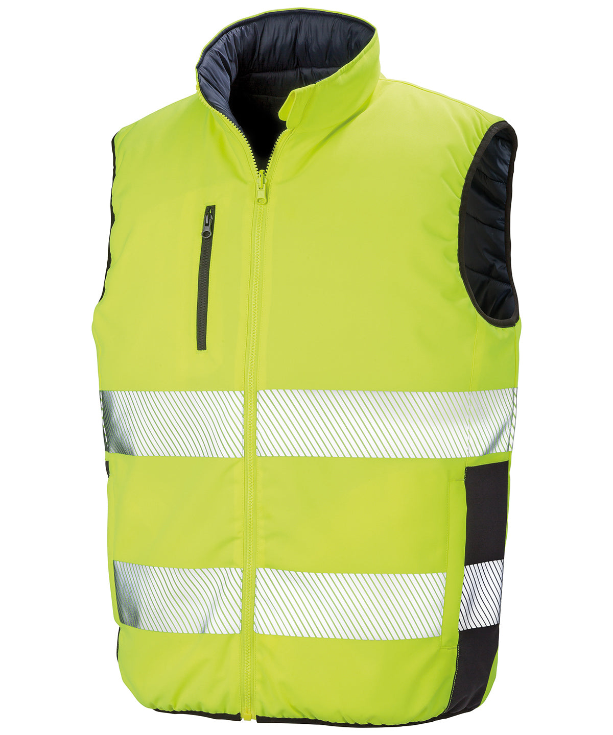 Reversible soft padded gilet | fluorescent yellow/navy