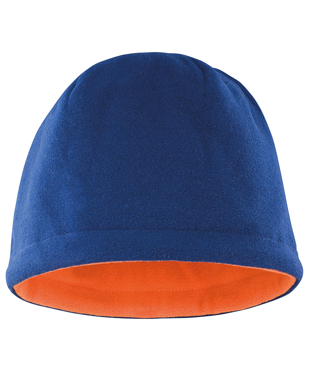 Reversible fleece skull hat | navy/orange