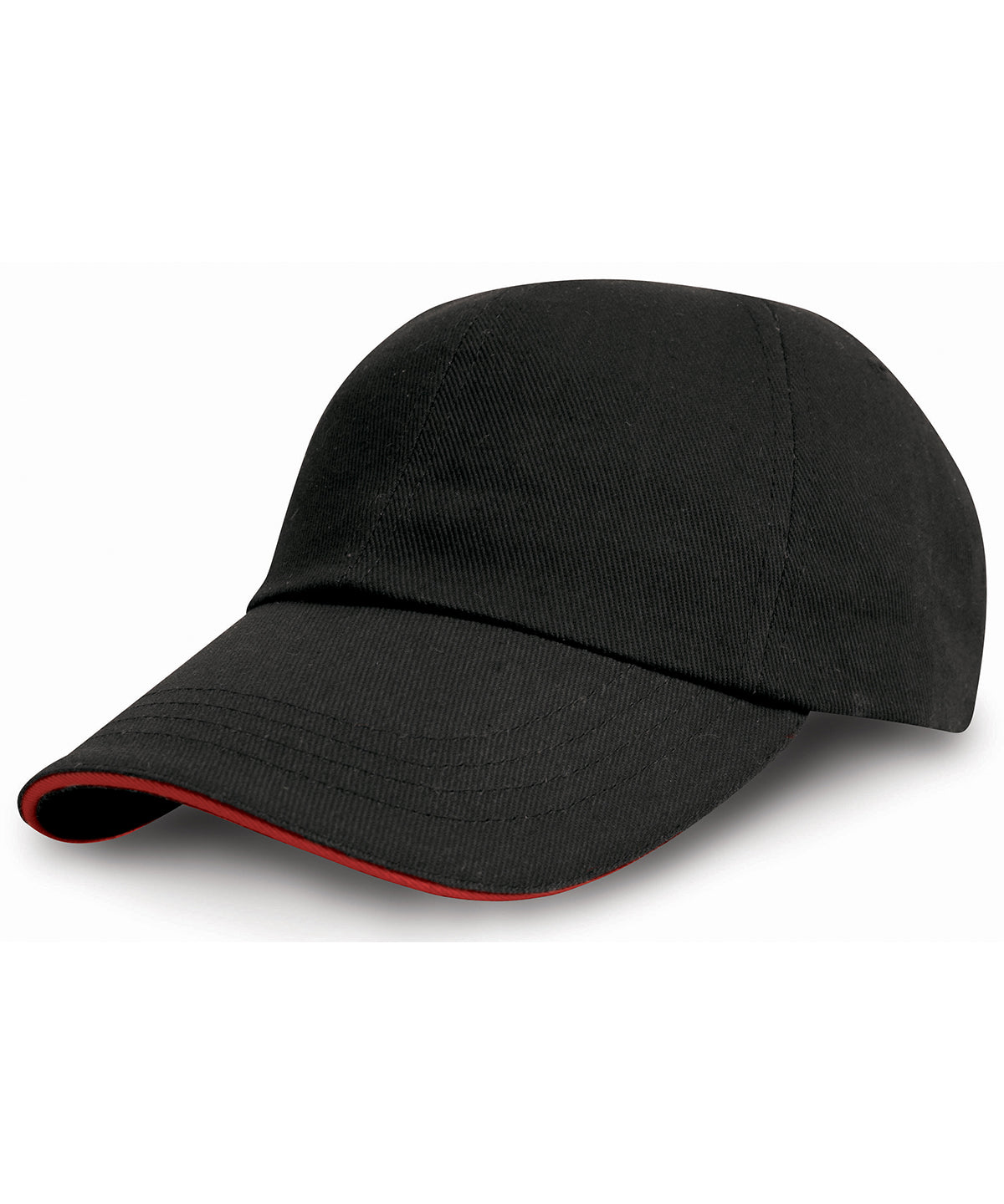 Heavy cotton drill pro-style with sandwich peak | black/red