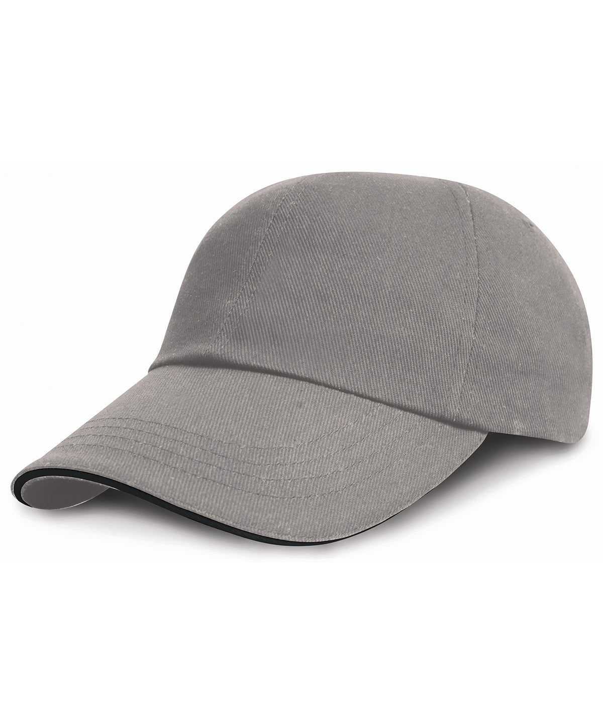 Low-profile heavy brushed cotton cap with sandwich peak | grey/black