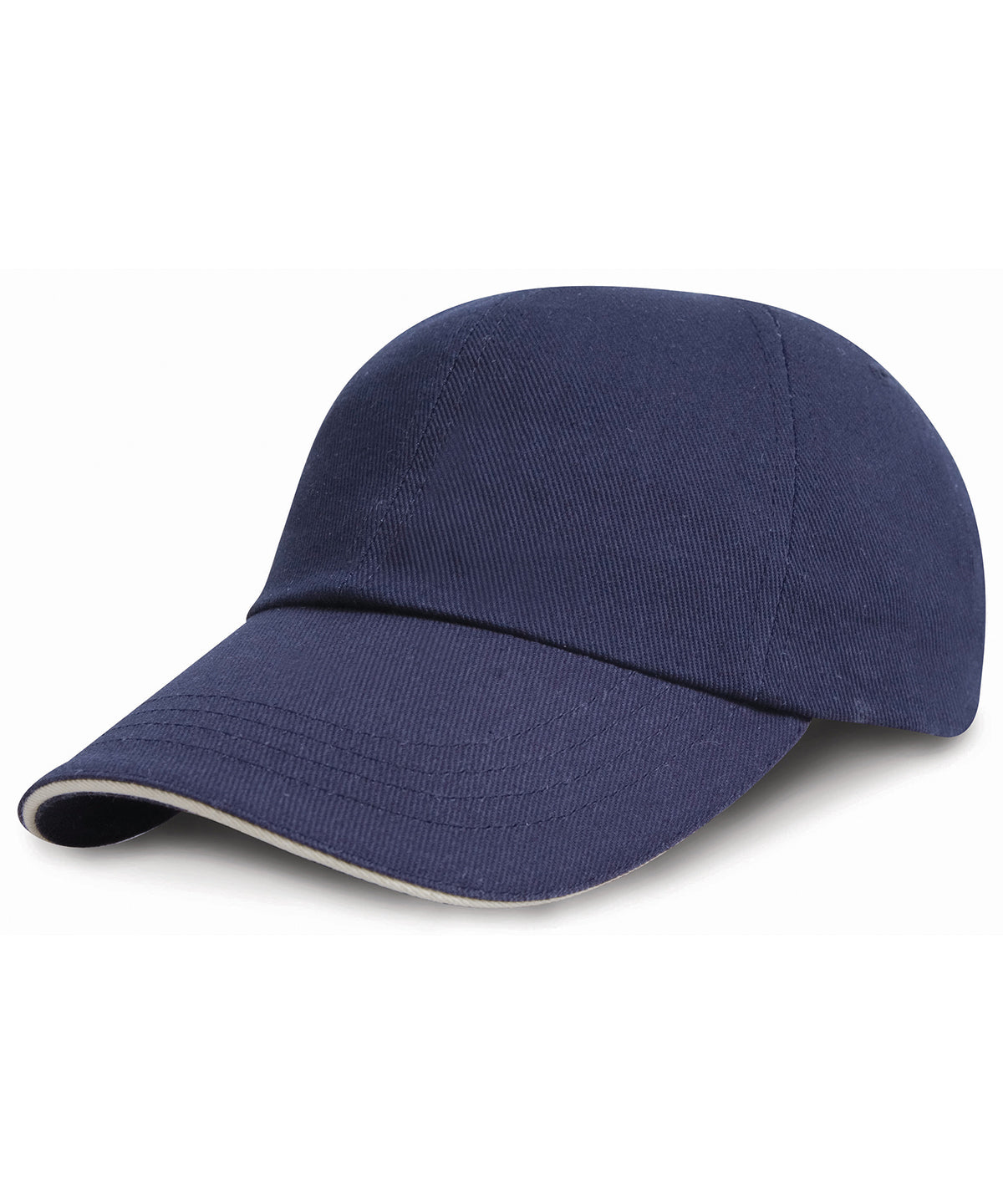 Low-profile heavy brushed cotton cap with sandwich peak | navy/white