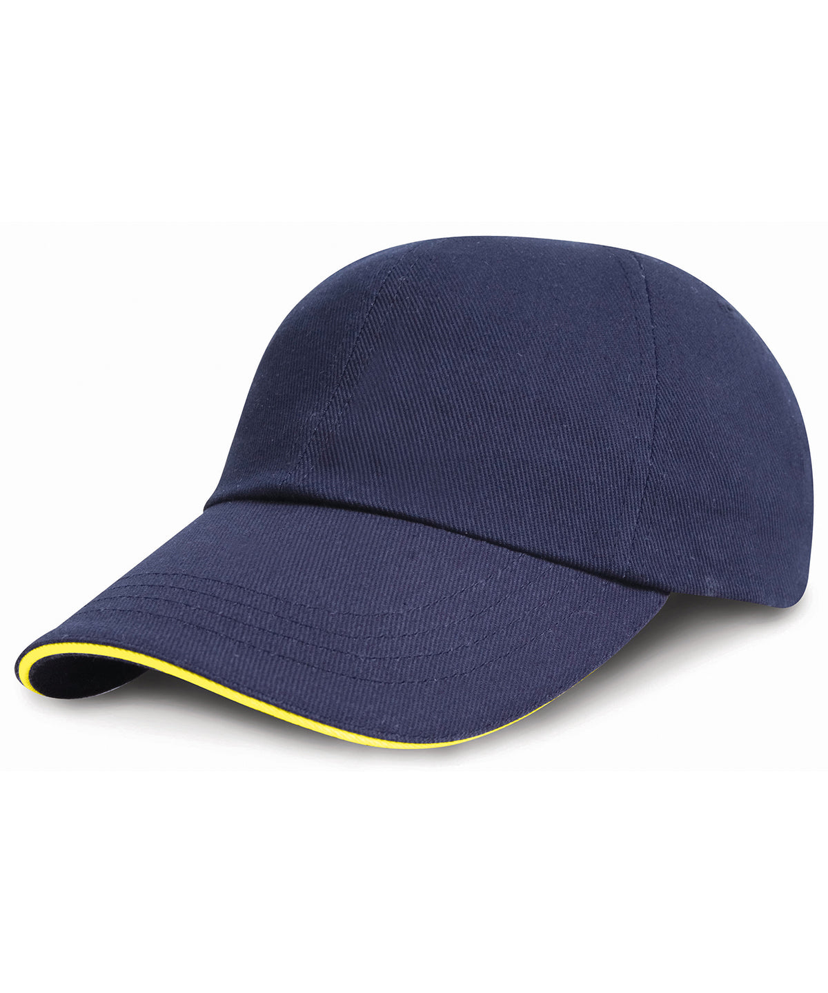 Low-profile heavy brushed cotton cap with sandwich peak | navy/yellow