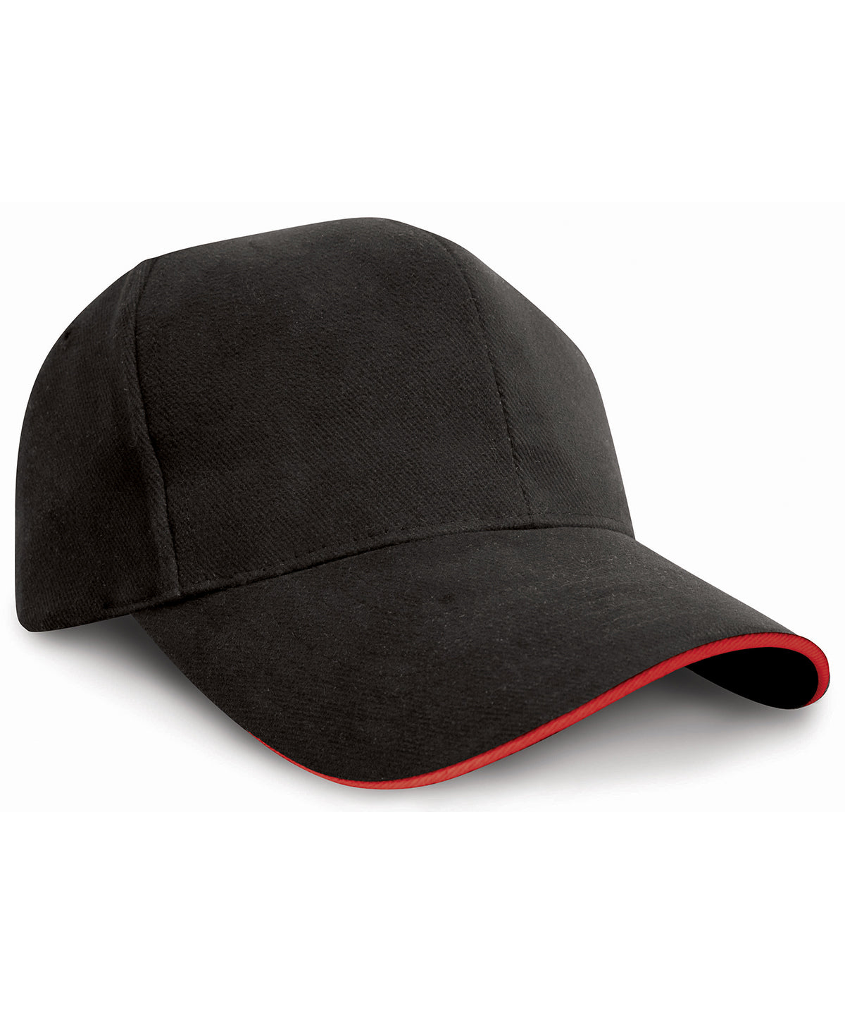 Pro-style heavy cotton cap with sandwich peak | Black/Red