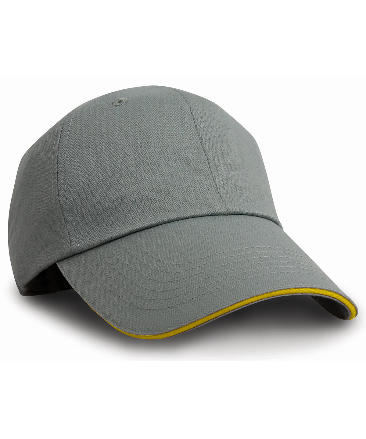 Herringbone cap with sandwich peak | Grey/Yellow
