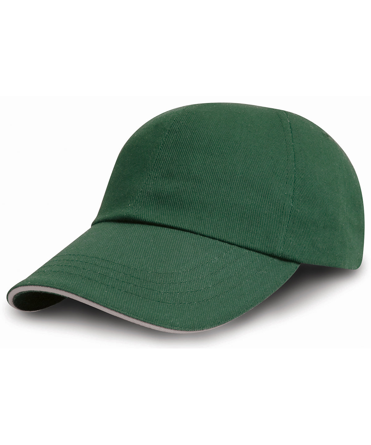 Brushed coton printers/embroiderers cap with sandwich peak | forest/putty