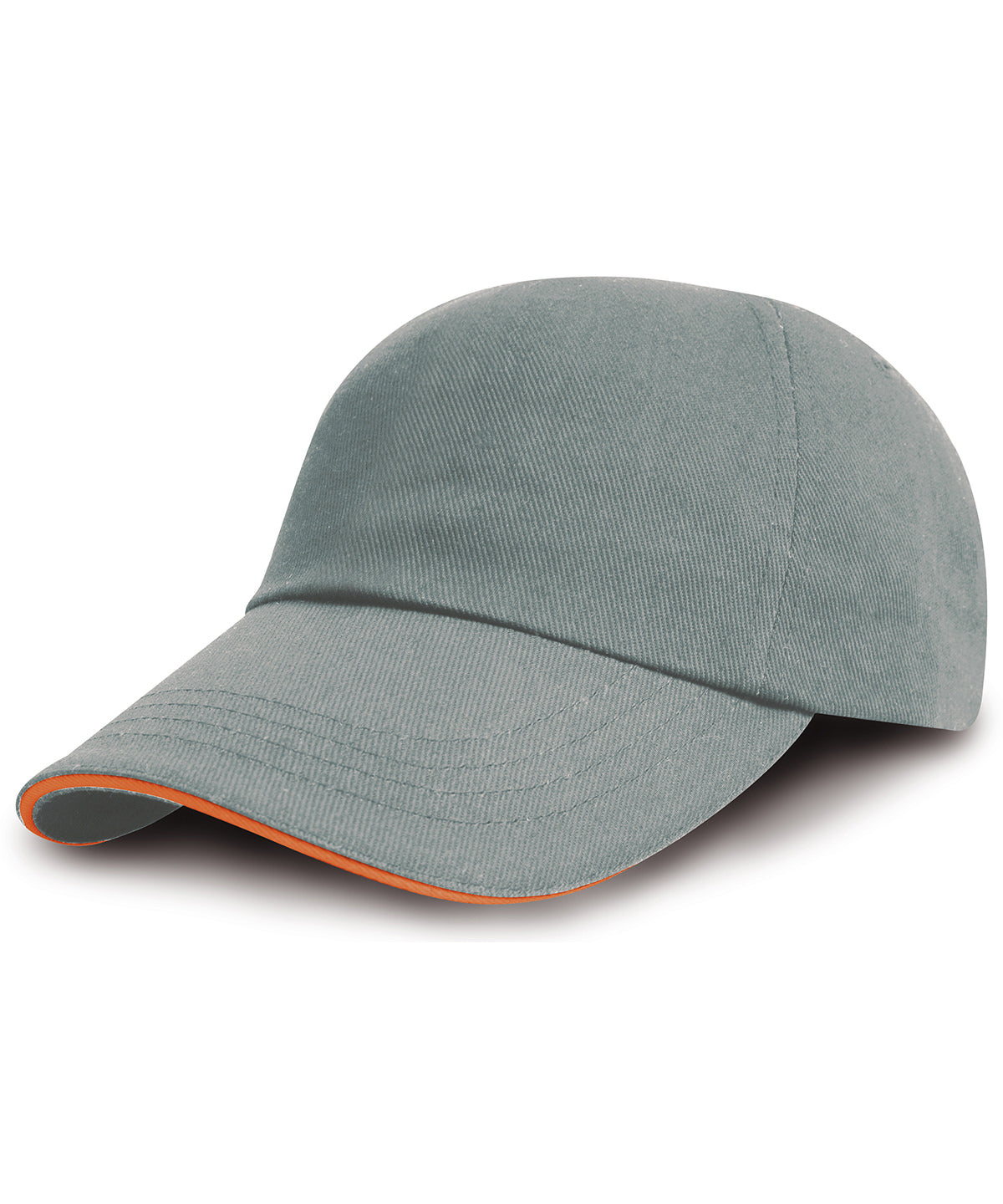 Brushed coton printers/embroiderers cap with sandwich peak | heather/amber