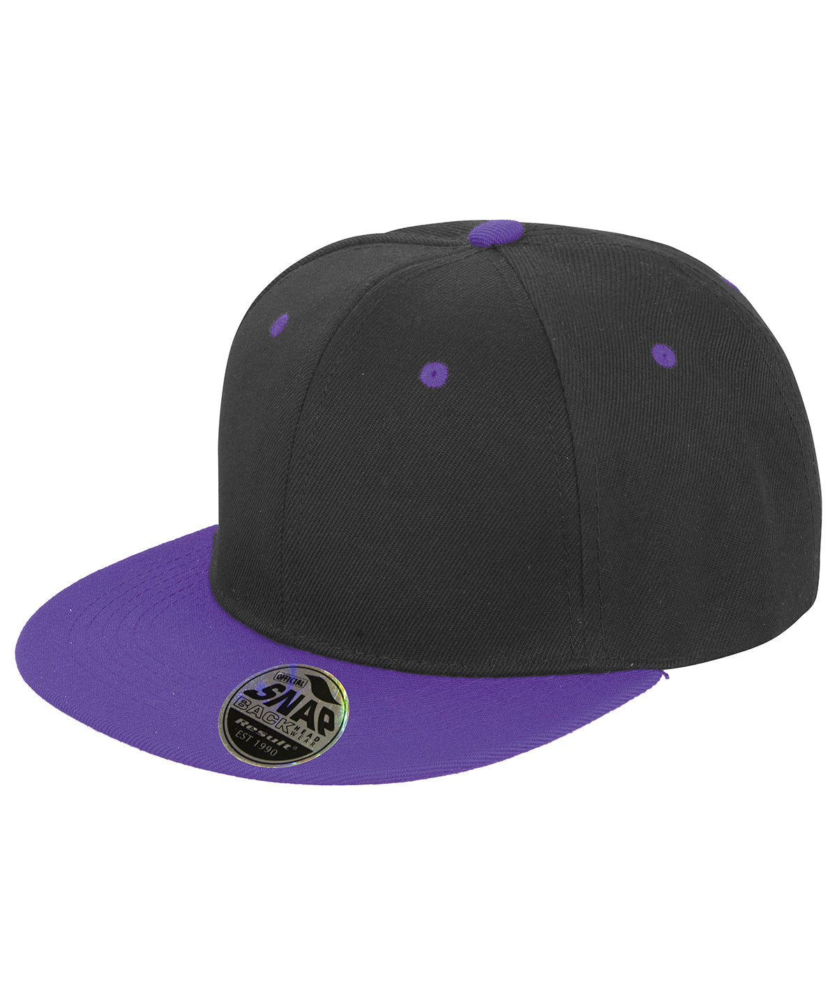 Bronx original flat peak snapback dual colour cap | black/purple