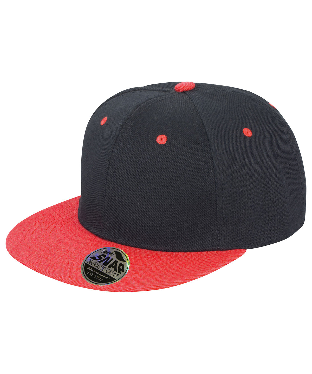 Bronx original flat peak snapback dual colour cap | black/red