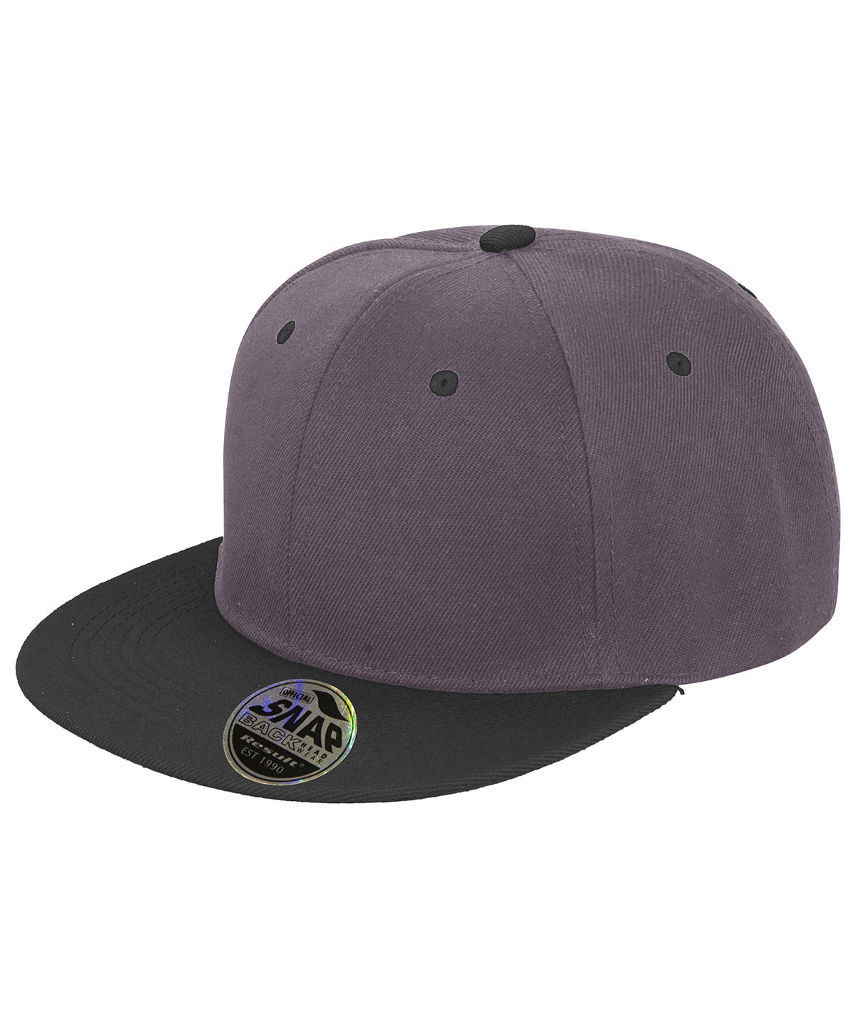 Bronx original flat peak snapback dual colour cap | heather grey/black