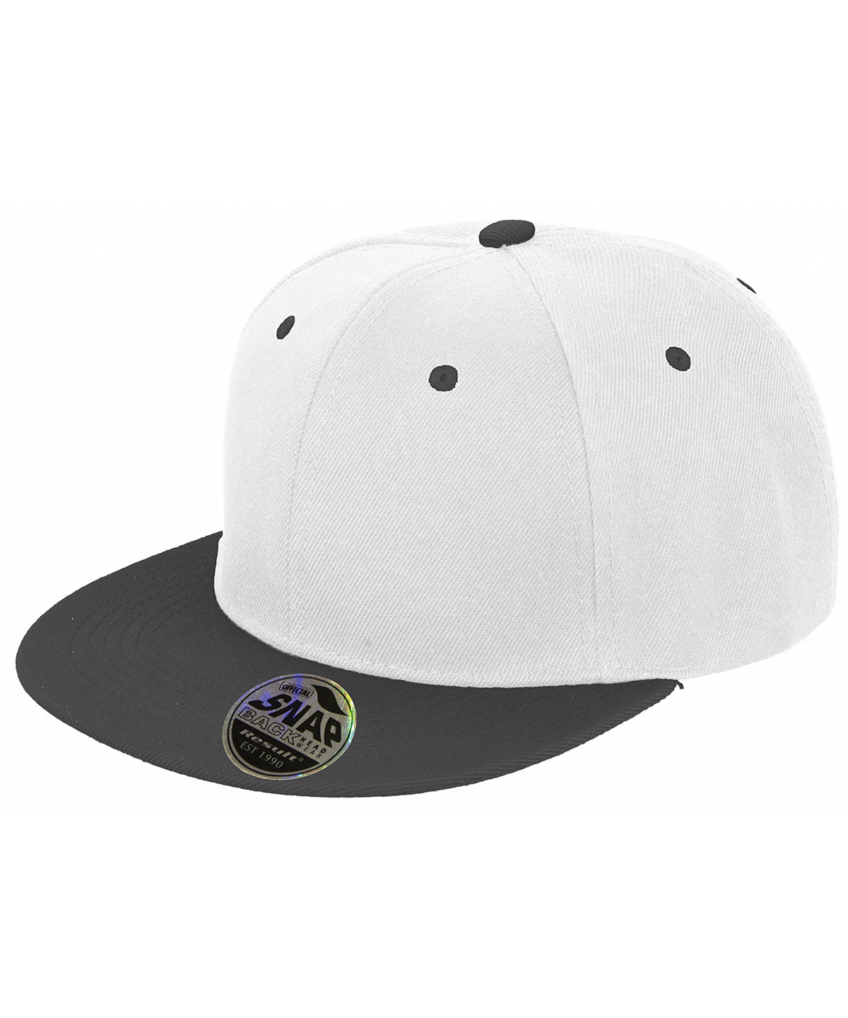 Bronx original flat peak snapback dual colour cap | white/black