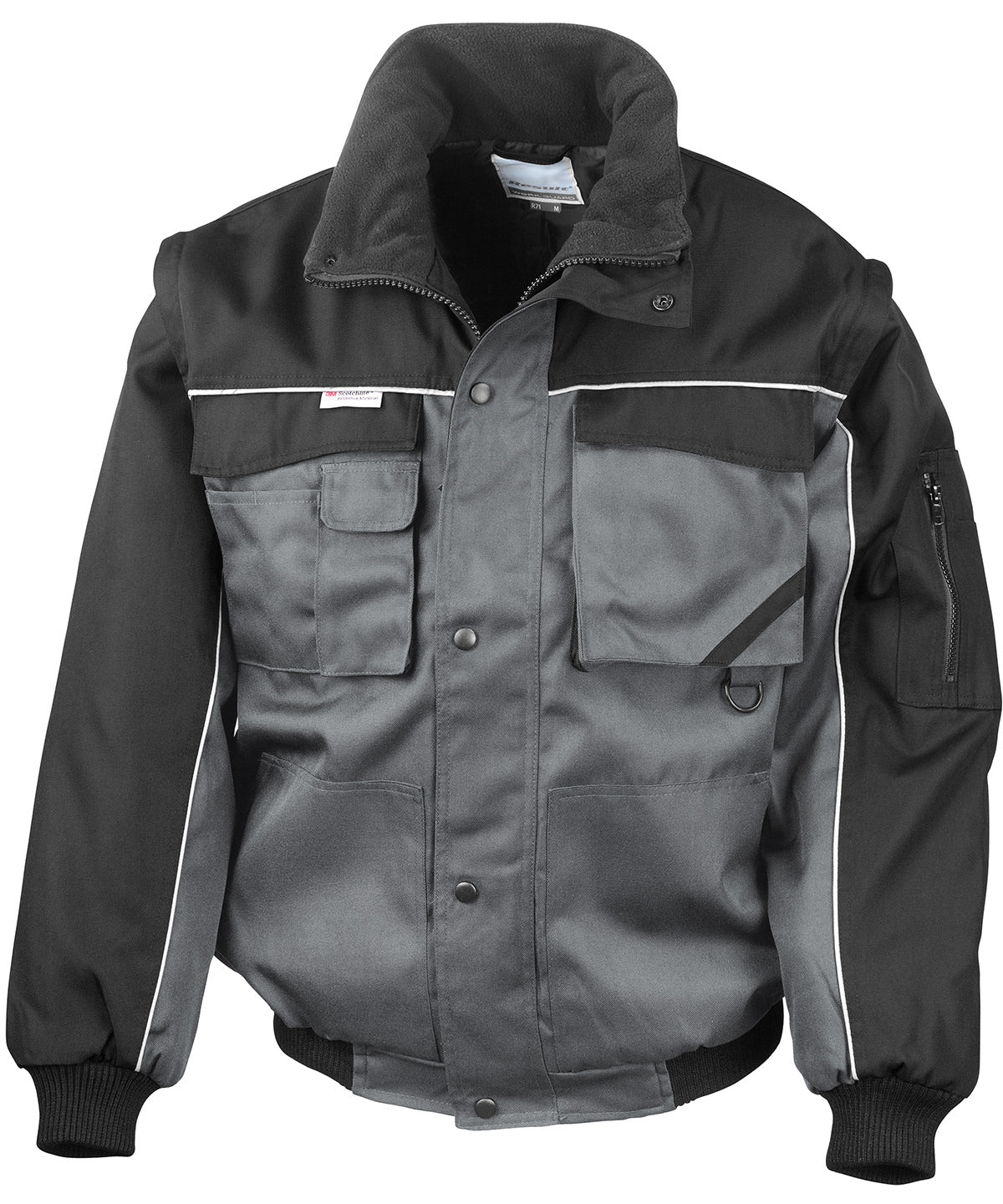 Work-Guard zip sleeve heavy-duty pilot jacket | grey/black