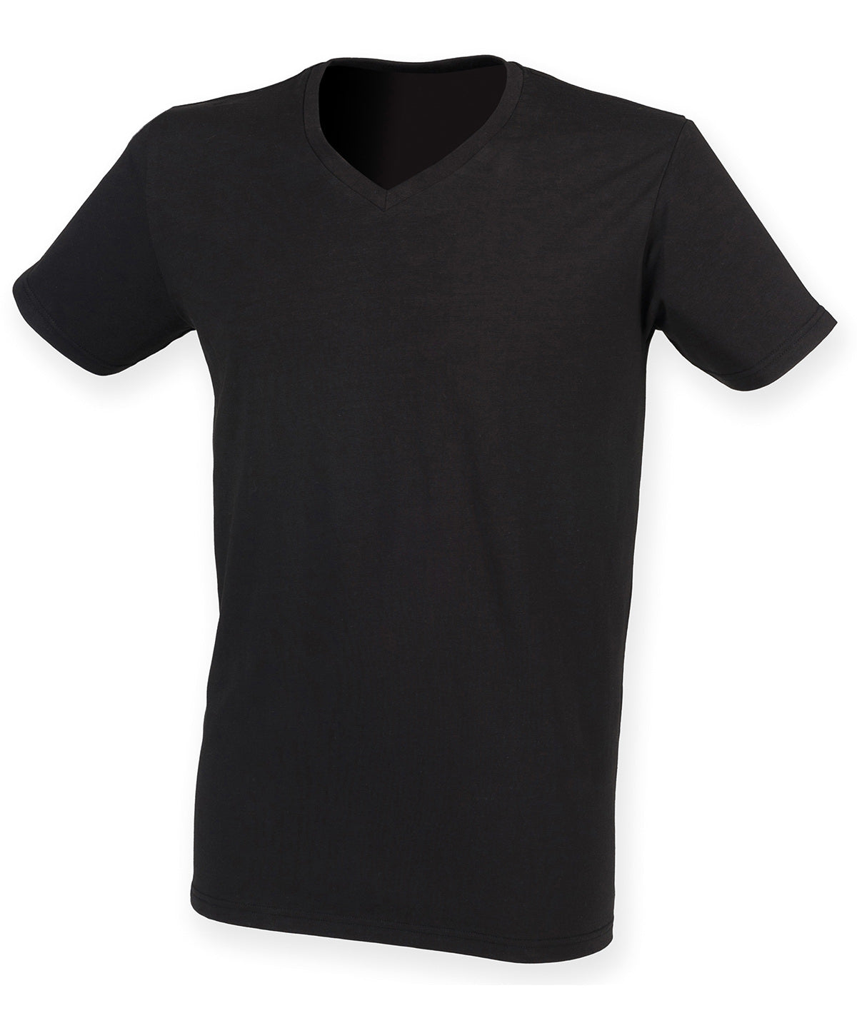 Mens feel good stretch v-neck t-shirt | Black