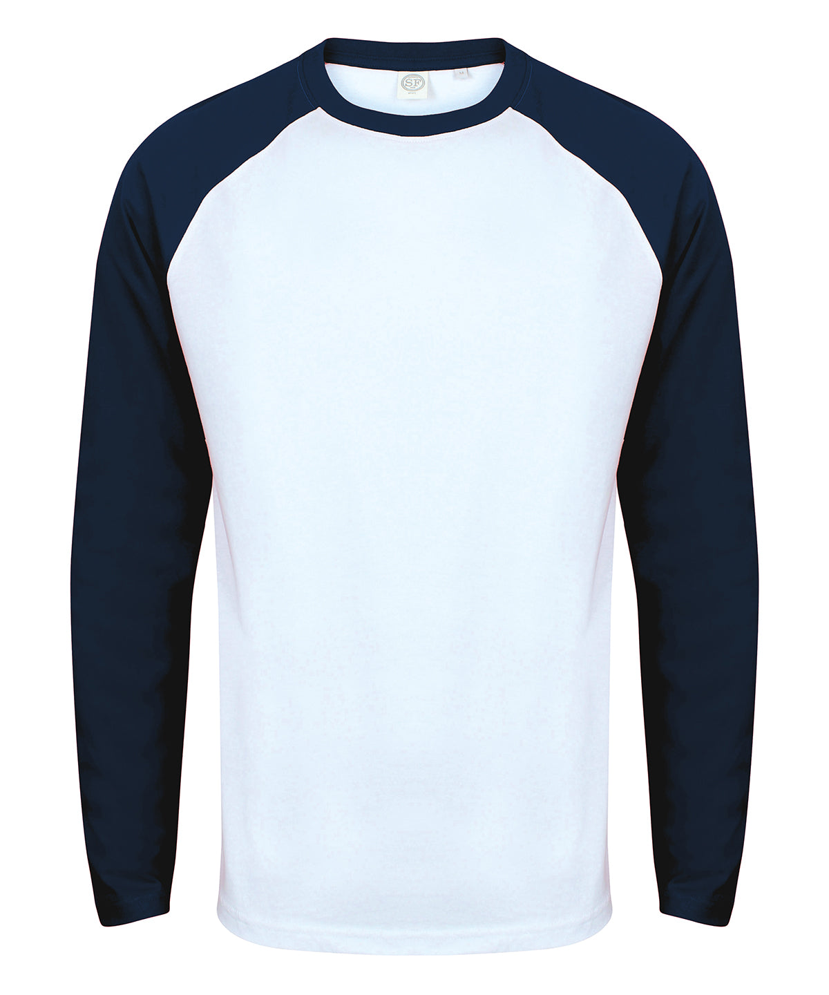 Long sleeve baseball t-shirt | white/oxford navy