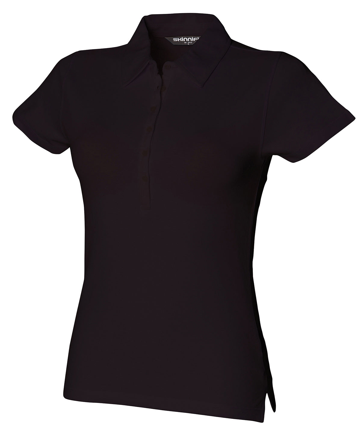 Womens short sleeve stretch polo | Black